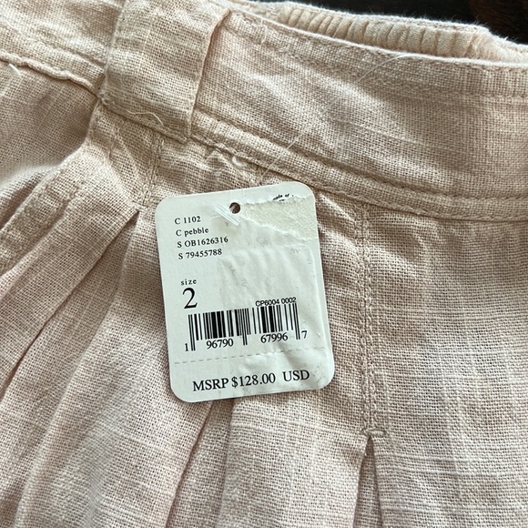 Free People Lotta Love Pleated Wide Leg Cotton Pants In Pebble. - Picture 11 of 12